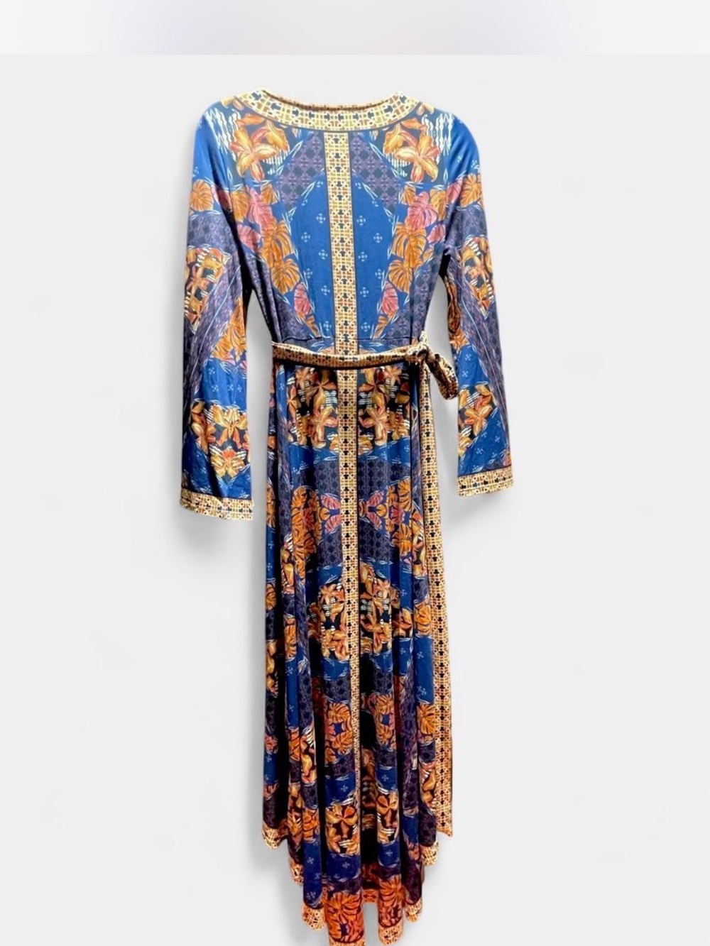 Blue Floral Wrap High-Low Dress - Picture 5 of 5